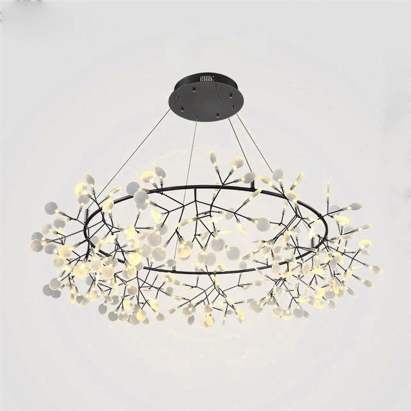 Heracleum Round Chandelier - Modern Botanical LED Chandelier | Rose Gold & Black