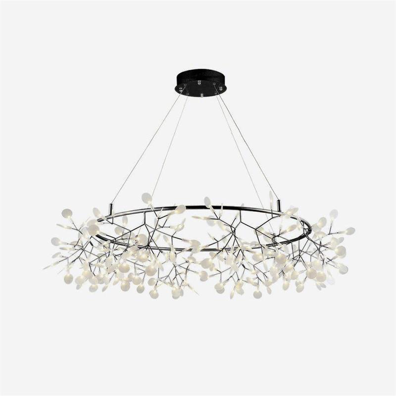 Heracleum Round Chandelier - Modern Botanical LED Chandelier | Rose Gold & Black