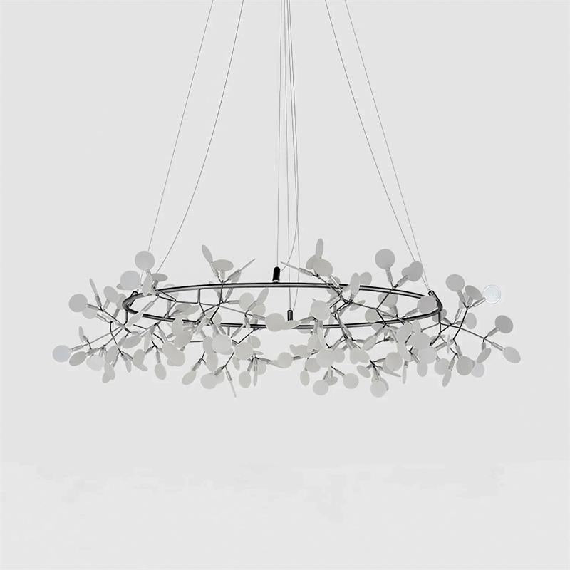 Heracleum Round Chandelier - Modern Botanical LED Chandelier | Rose Gold & Black