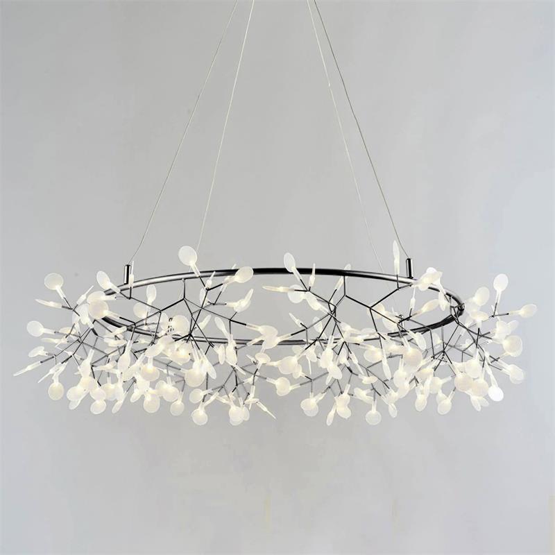 Heracleum Round Chandelier - Modern Botanical LED Chandelier | Rose Gold & Black