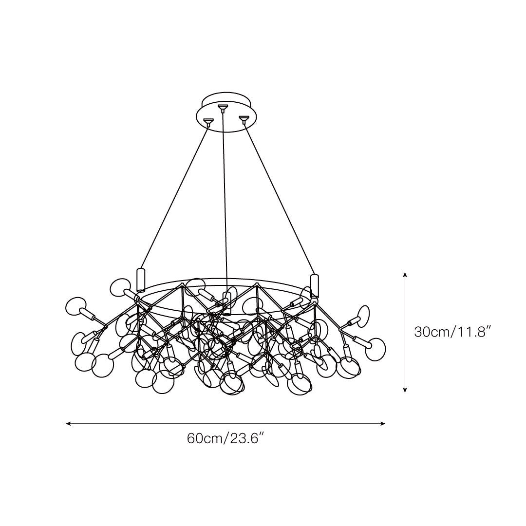 Heracleum Round Chandelier - Modern Botanical LED Chandelier | Rose Gold & Black