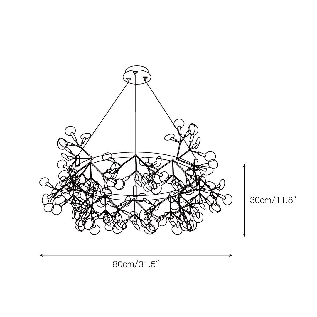 Heracleum Round Chandelier - Modern Botanical LED Chandelier | Rose Gold & Black