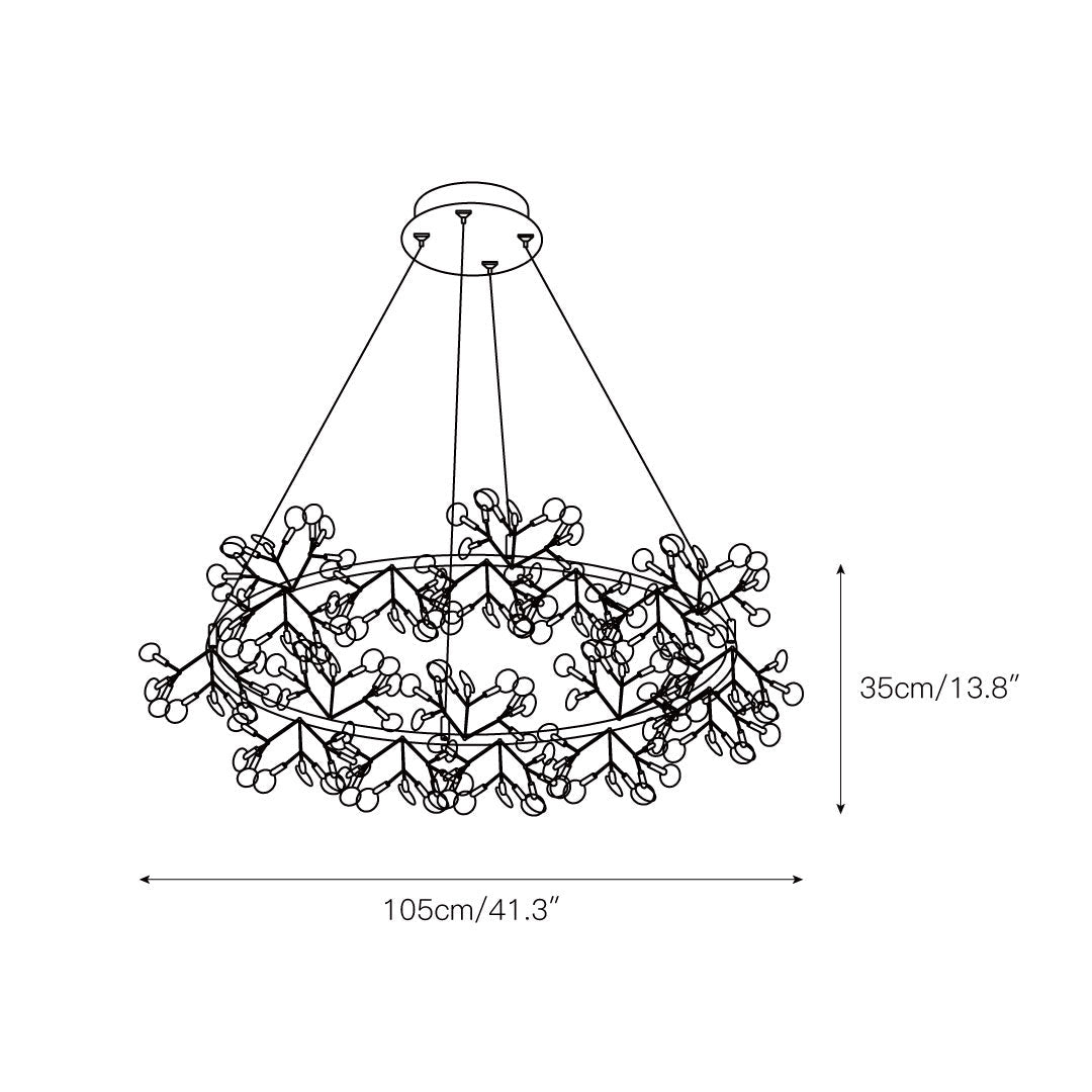 Heracleum Round Chandelier - Modern Botanical LED Chandelier | Rose Gold & Black