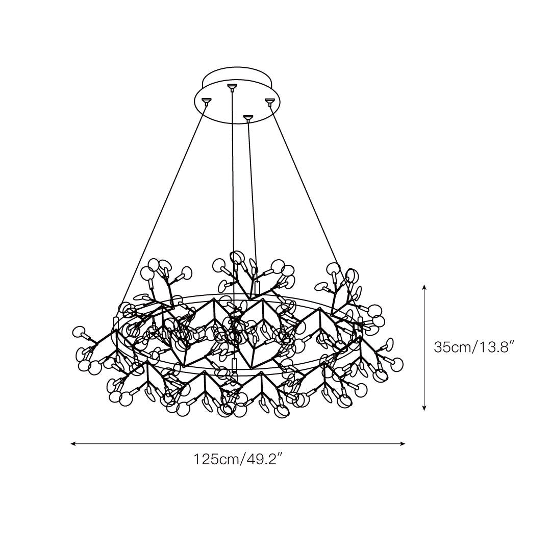Heracleum Round Chandelier - Modern Botanical LED Chandelier | Rose Gold & Black