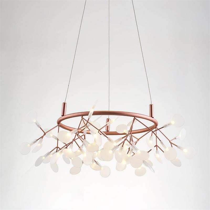 Heracleum Round Chandelier - Modern Botanical LED Chandelier | Rose Gold & Black
