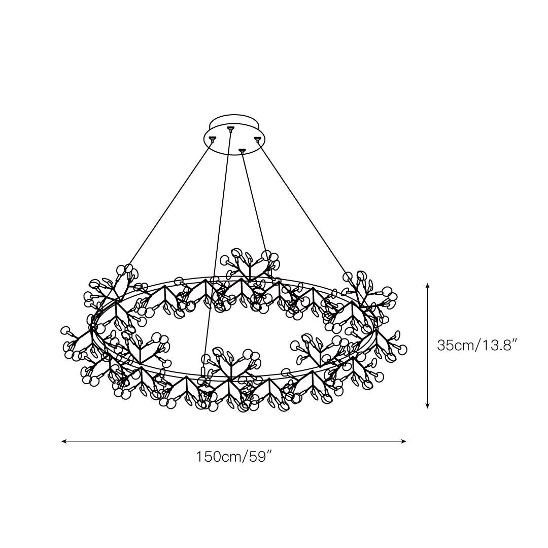 Heracleum Round Chandelier - Modern Botanical LED Chandelier | Rose Gold & Black