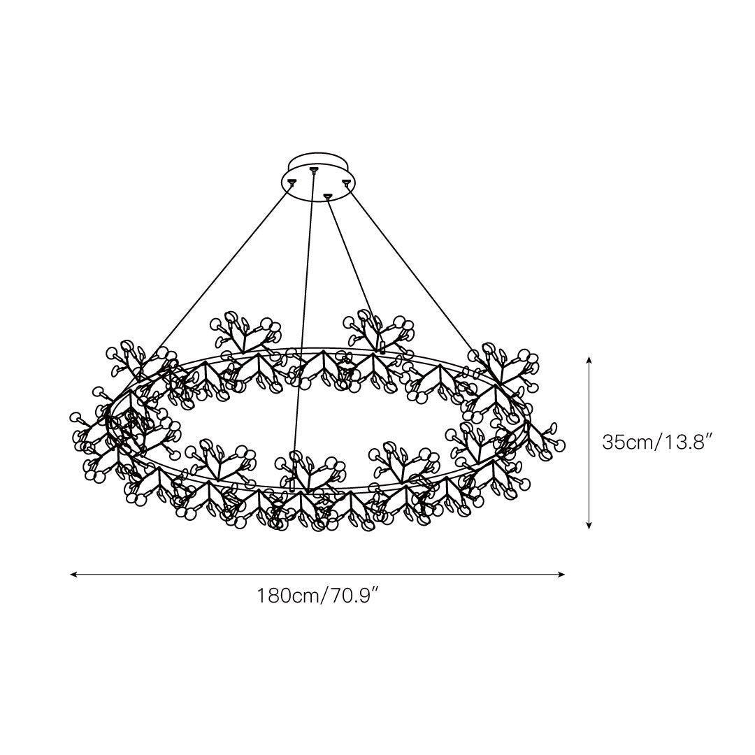 Heracleum Round Chandelier - Modern Botanical LED Chandelier | Rose Gold & Black