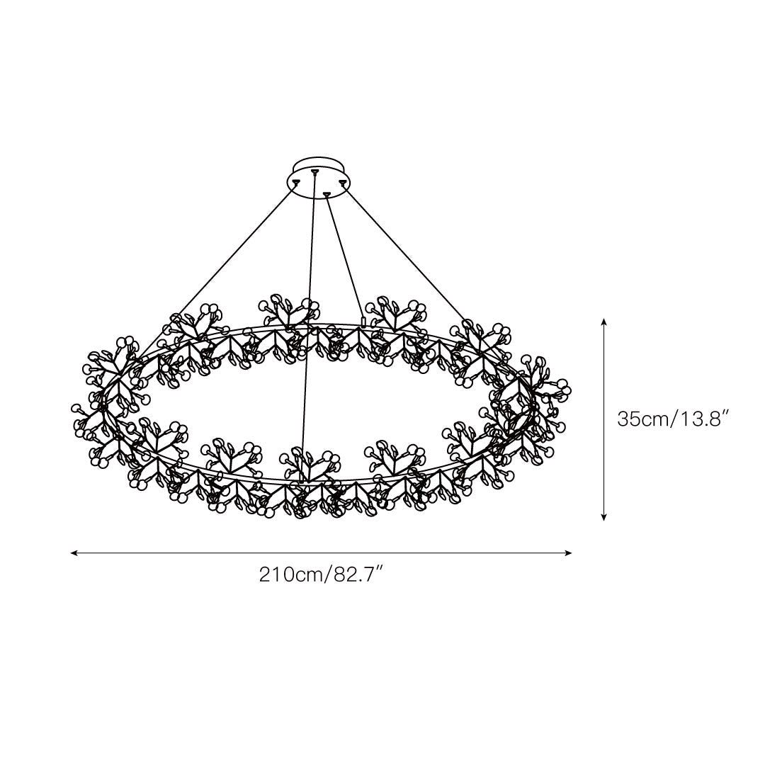 Heracleum Round Chandelier - Modern Botanical LED Chandelier | Rose Gold & Black