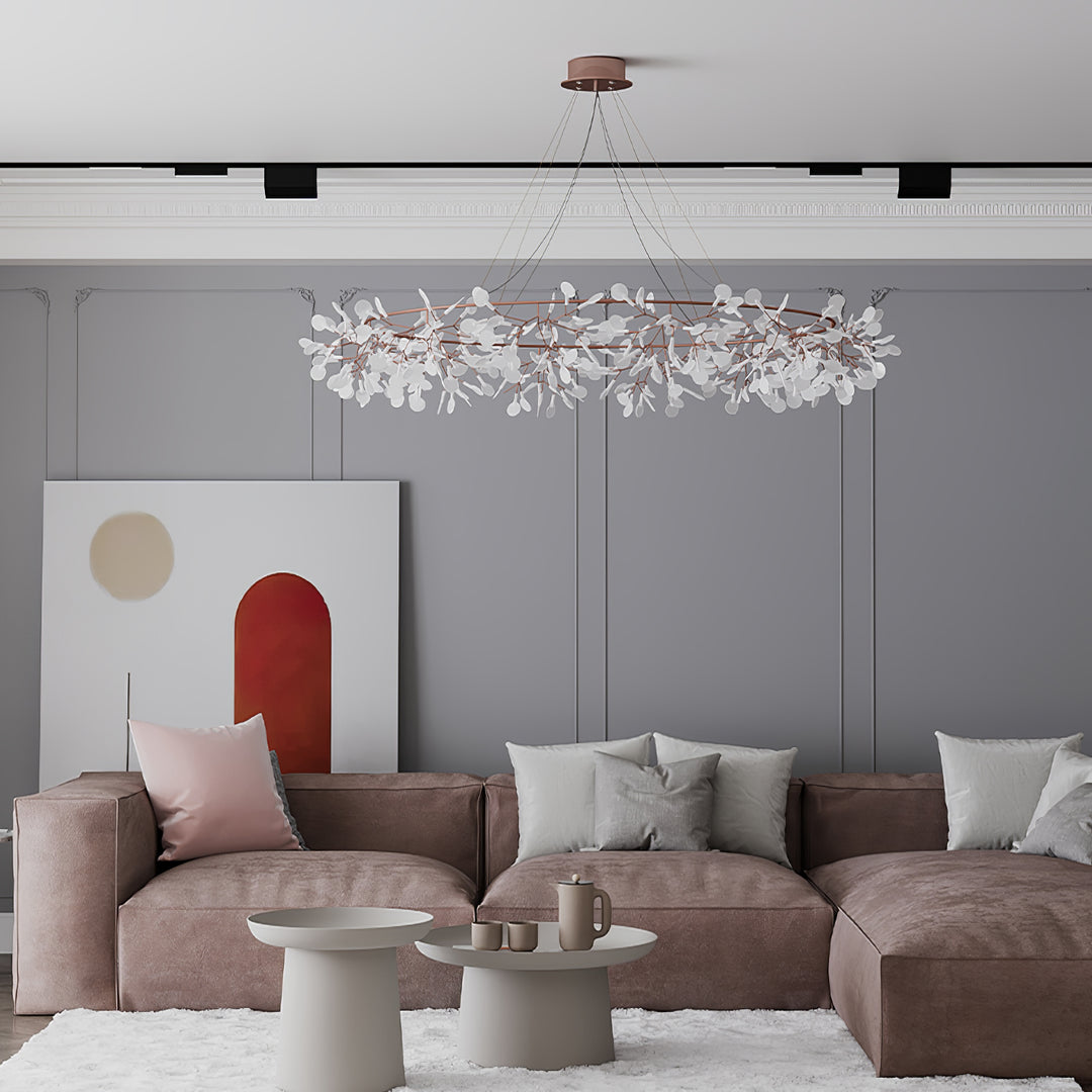 Heracleum Round Chandelier - Modern Botanical LED Chandelier | Rose Gold & Black