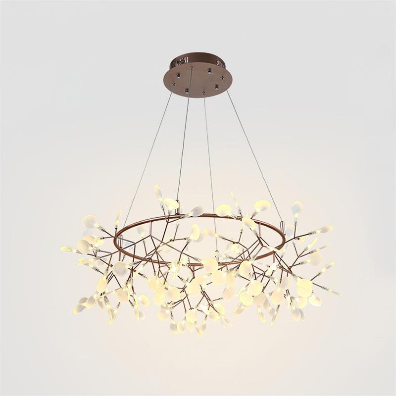 Heracleum Round Chandelier - Modern Botanical LED Chandelier | Rose Gold & Black