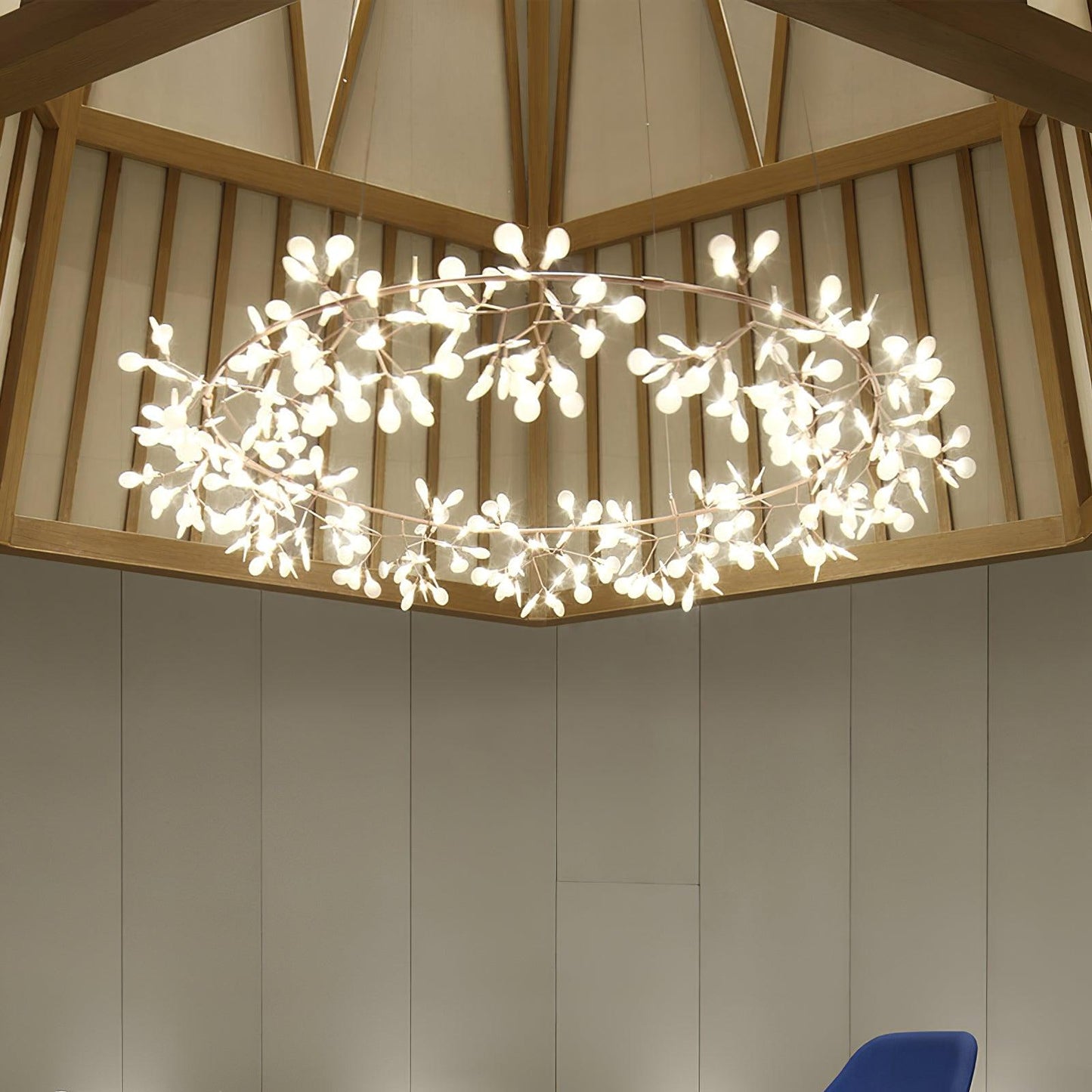 Heracleum Round Chandelier - Modern Botanical LED Chandelier | Rose Gold & Black