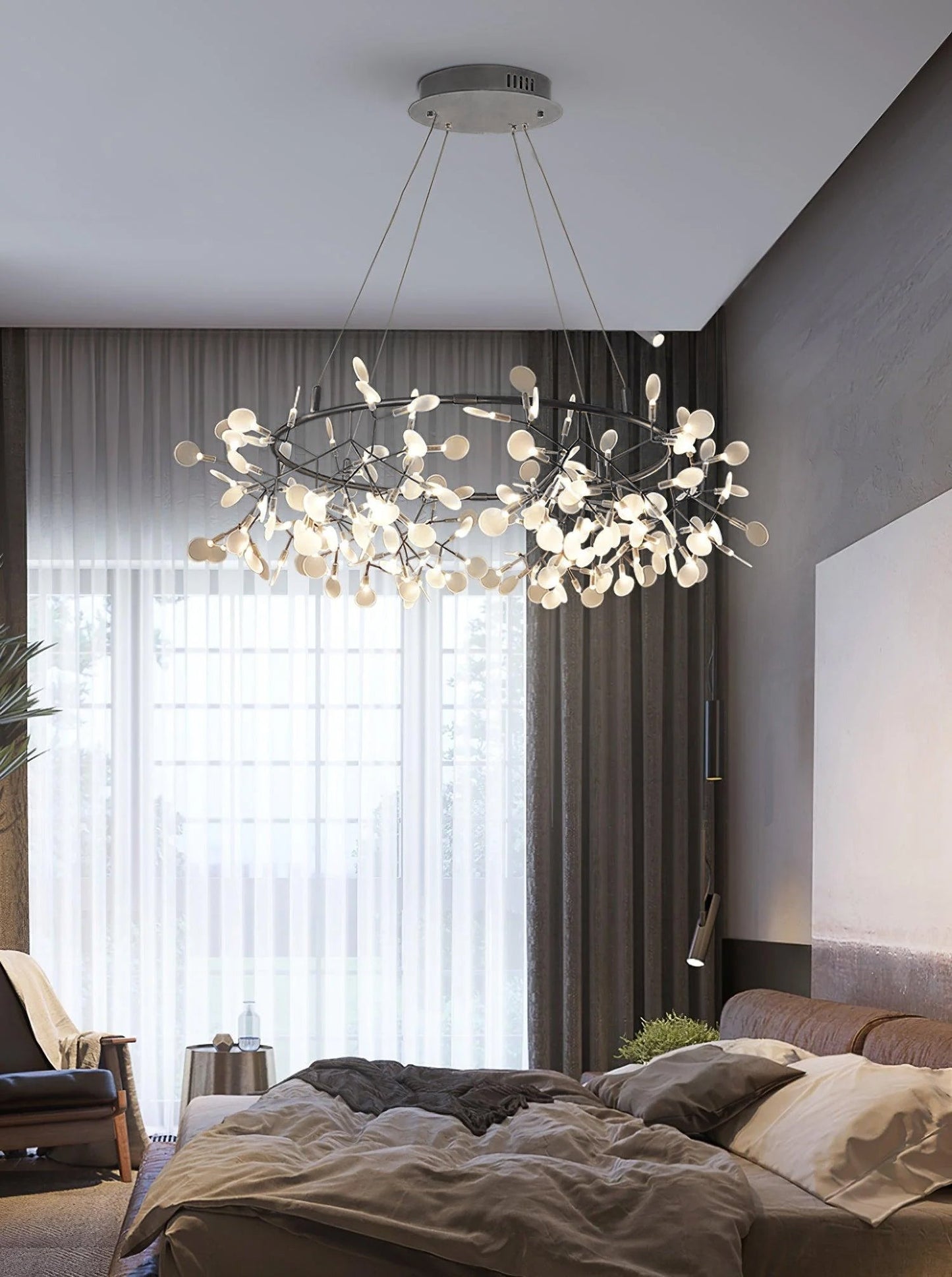 Heracleum Round Chandelier - Modern Botanical LED Chandelier | Rose Gold & Black