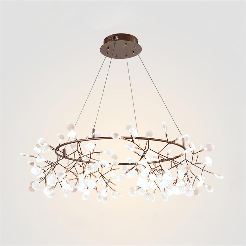 Heracleum Round Chandelier - Modern Botanical LED Chandelier | Rose Gold & Black