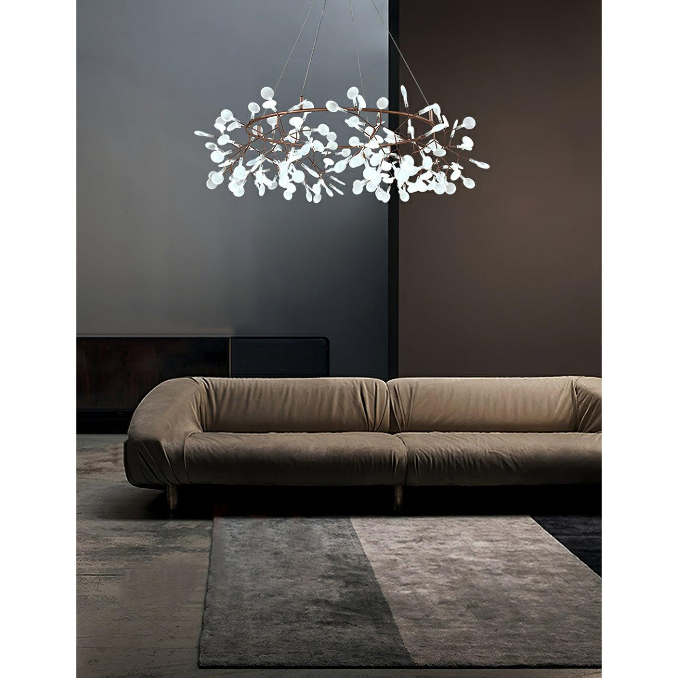 Heracleum Round Chandelier - Modern Botanical LED Chandelier | Rose Gold & Black