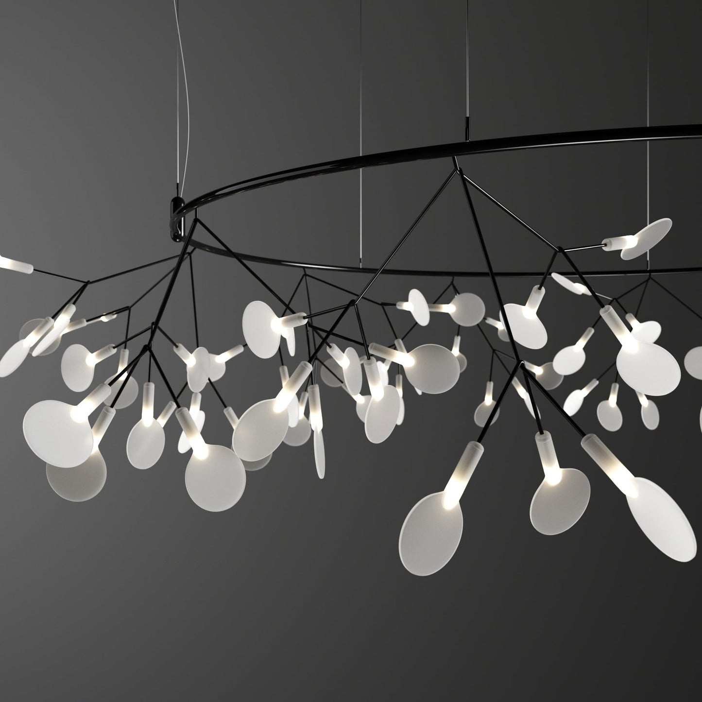 Heracleum Round Chandelier - Modern Botanical LED Chandelier | Rose Gold & Black