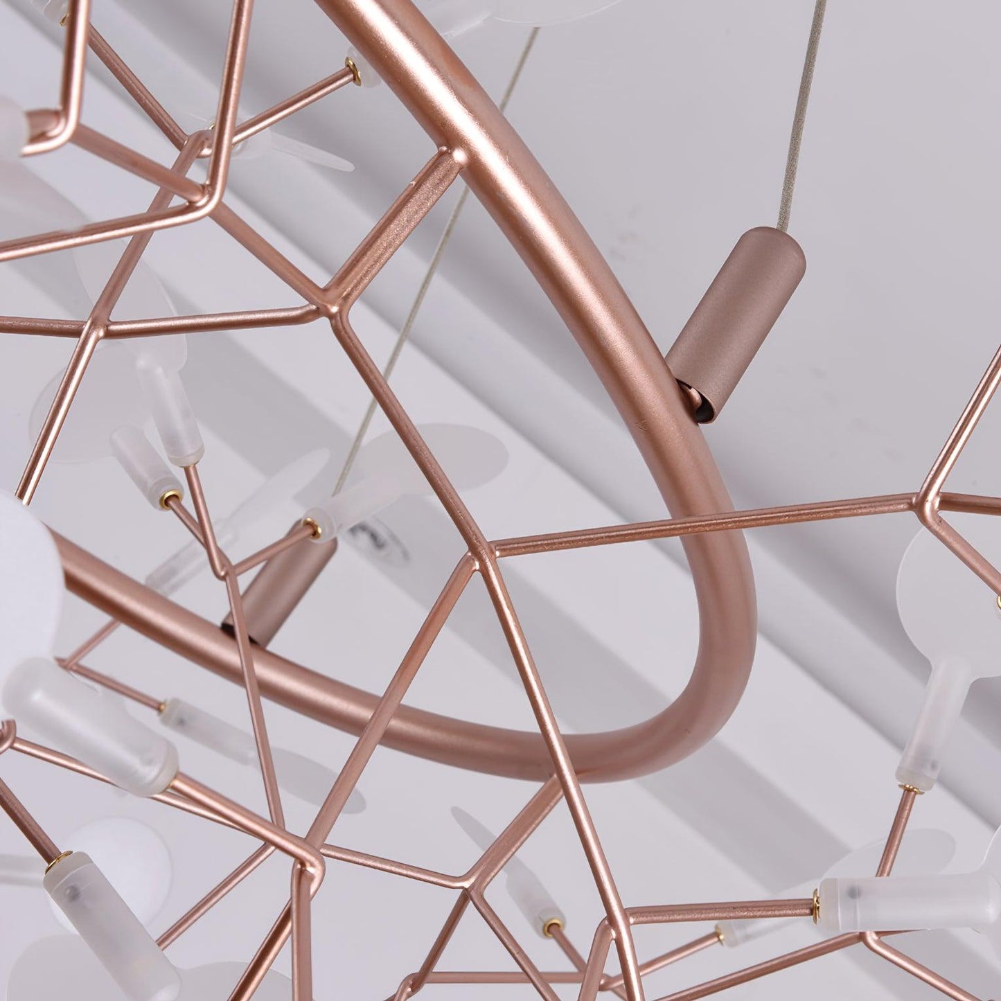 Heracleum Round Chandelier - Modern Botanical LED Chandelier | Rose Gold & Black
