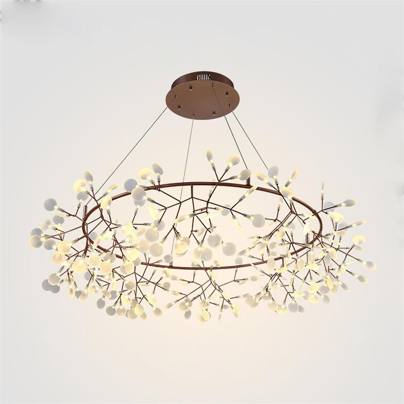 Heracleum Round Chandelier - Modern Botanical LED Chandelier | Rose Gold & Black