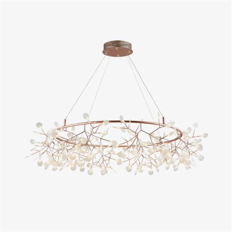 Heracleum Round Chandelier - Modern Botanical LED Chandelier | Rose Gold & Black