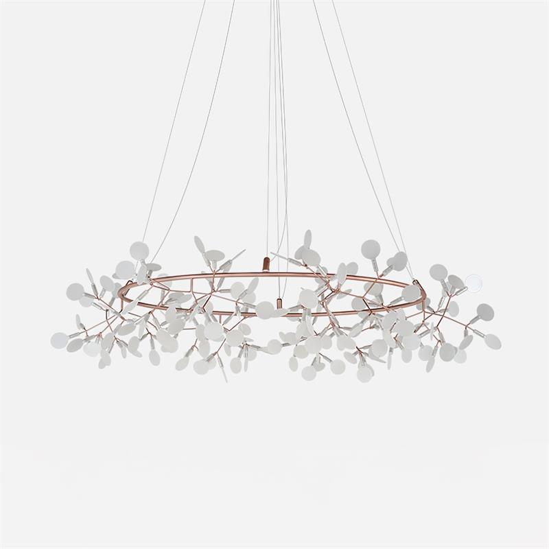 Heracleum Round Chandelier - Modern Botanical LED Chandelier | Rose Gold & Black