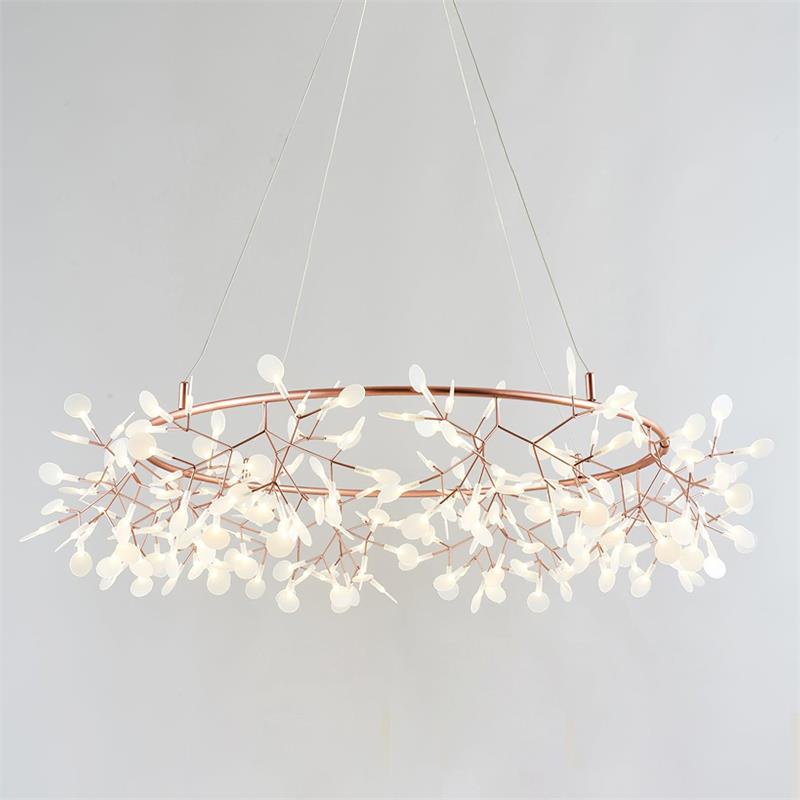 Heracleum Round Chandelier - Modern Botanical LED Chandelier | Rose Gold & Black
