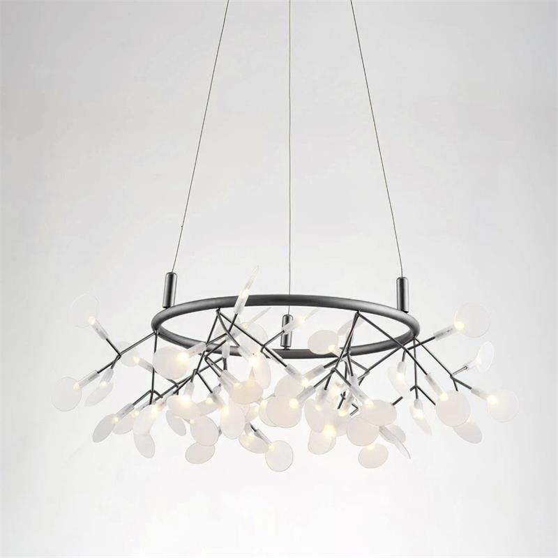 Heracleum Round Chandelier - Modern Botanical LED Chandelier | Rose Gold & Black