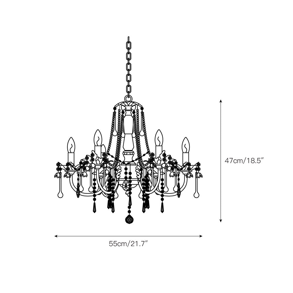 Heritage Rose Chandelier - Hand-Worked Ceramic Floral & Crystal Chandelier