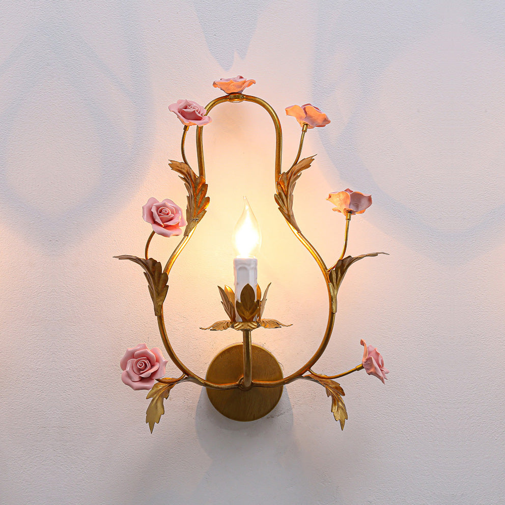 Heritage Floral Wall Lamp - Modern Ceramic & Brass Floral Sconce | Artistic Vanity Light