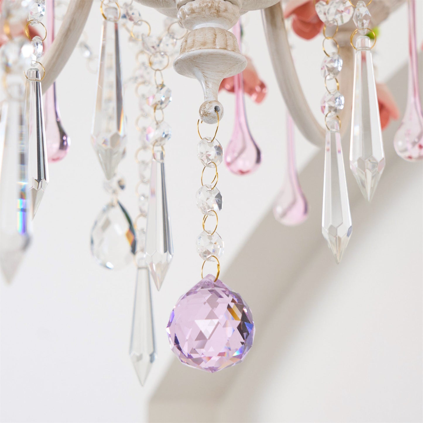 Heritage Rose Chandelier - Hand-Worked Ceramic Floral & Crystal Chandelier