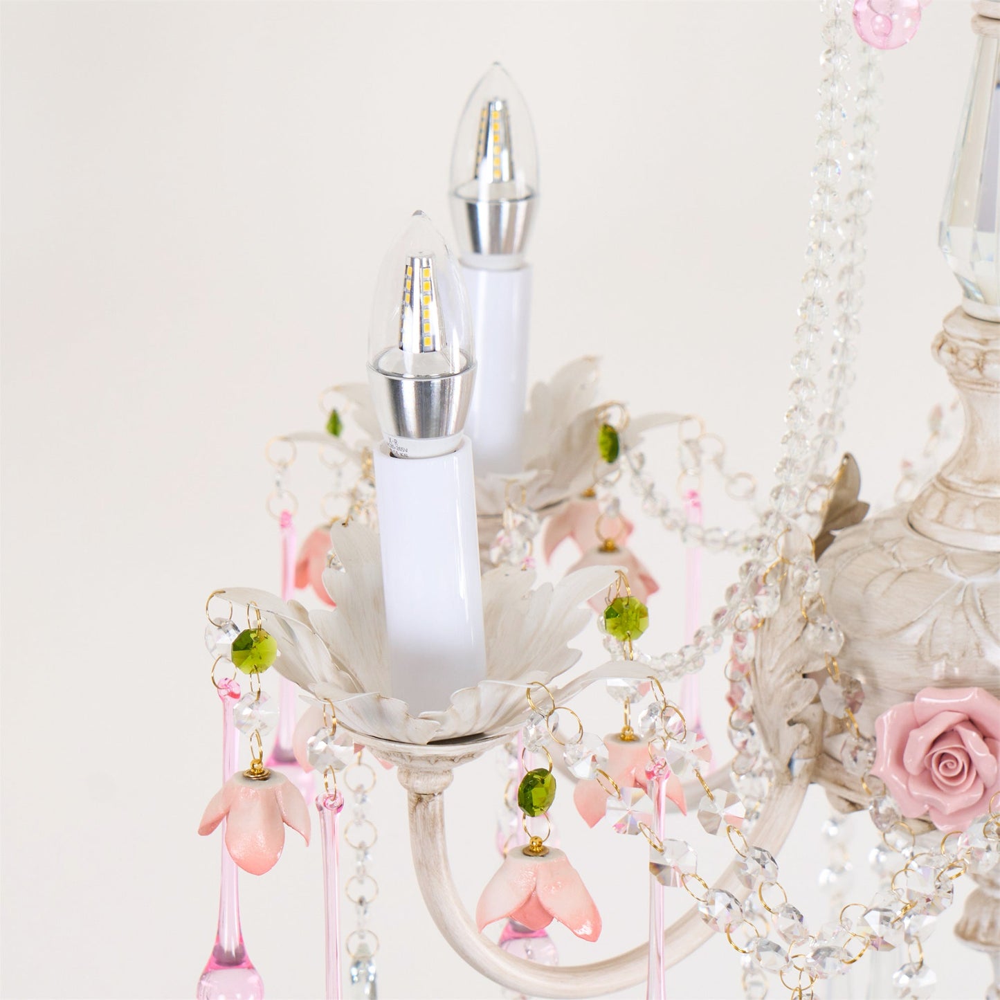 Heritage Rose Chandelier - Hand-Worked Ceramic Floral & Crystal Chandelier