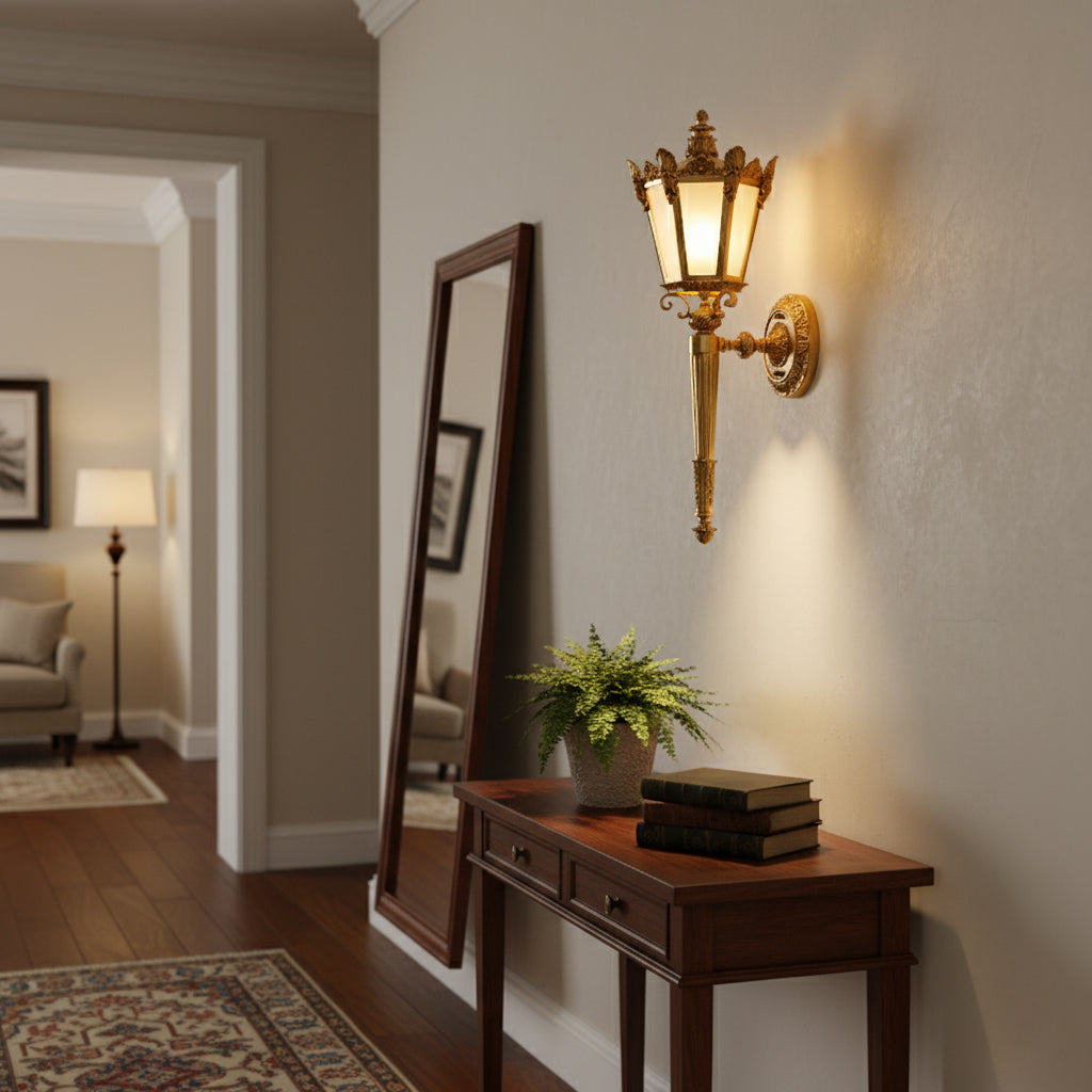 Heritage Wall Lamp - Classic Brass & Crafted Glass Sconce | Luxury Ambient Light