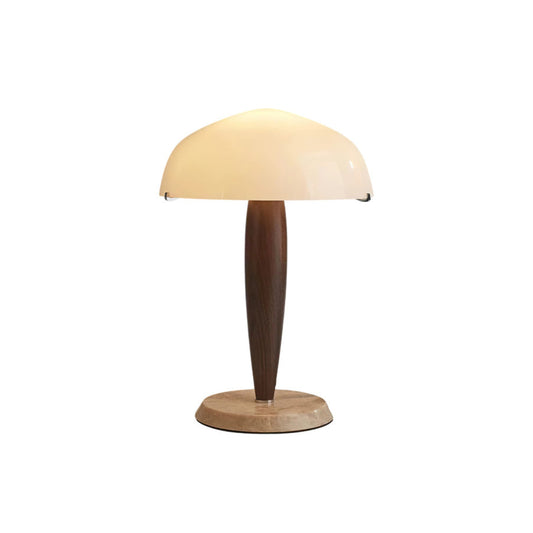 Herman Table Lamp - Modern Walnut Wood & Marble Desk Light with Glass Shade