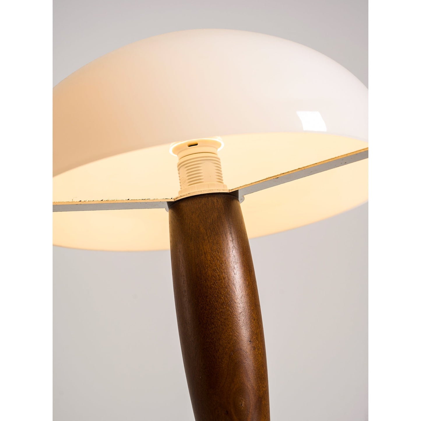 Herman Table Lamp - Modern Walnut Wood & Marble Desk Light with Glass Shade