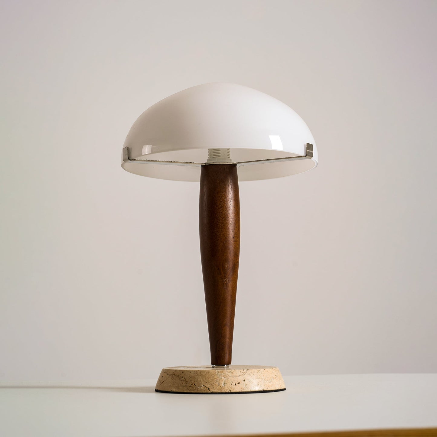 Herman Table Lamp - Modern Walnut Wood & Marble Desk Light with Glass Shade