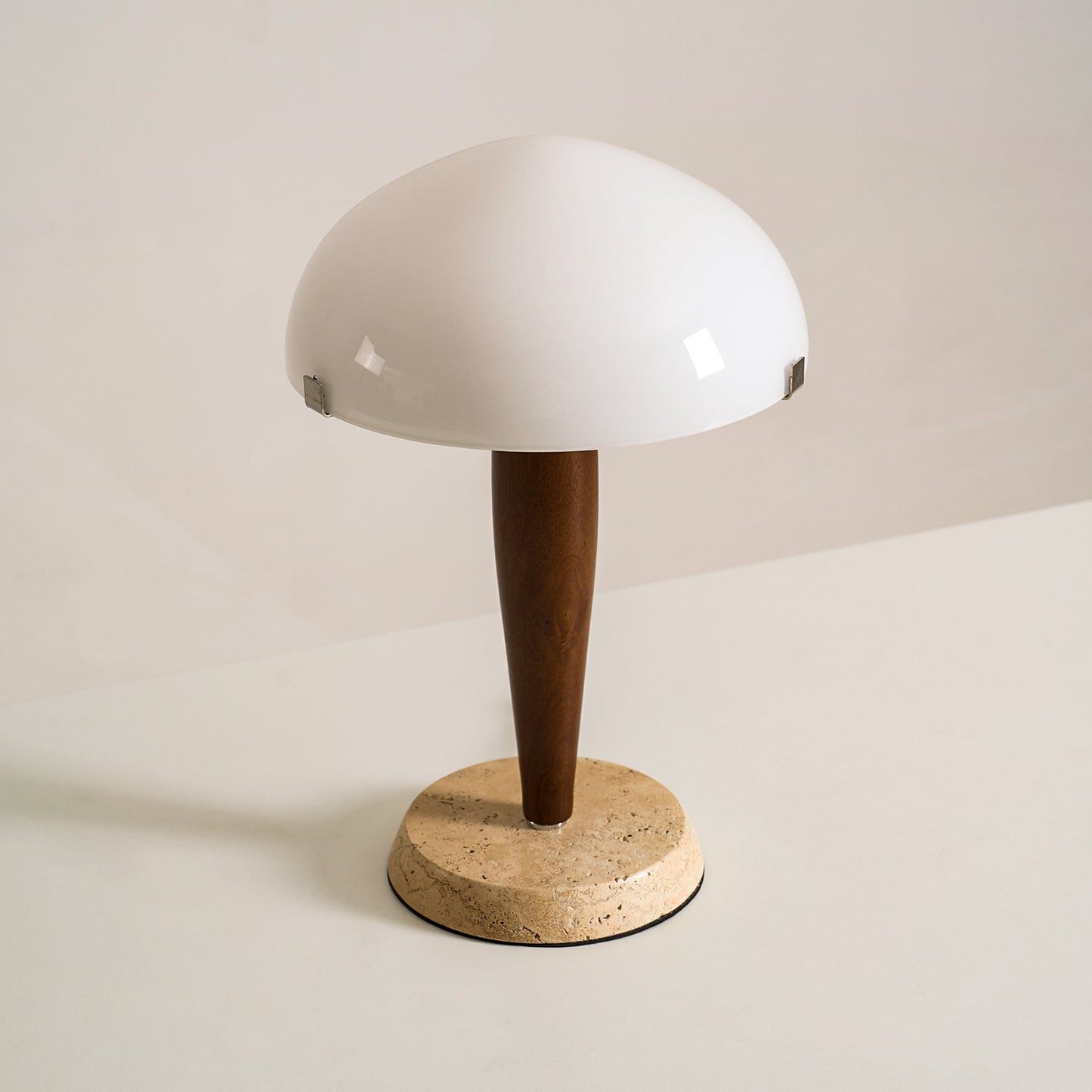 Herman Table Lamp - Modern Walnut Wood & Marble Desk Light with Glass Shade