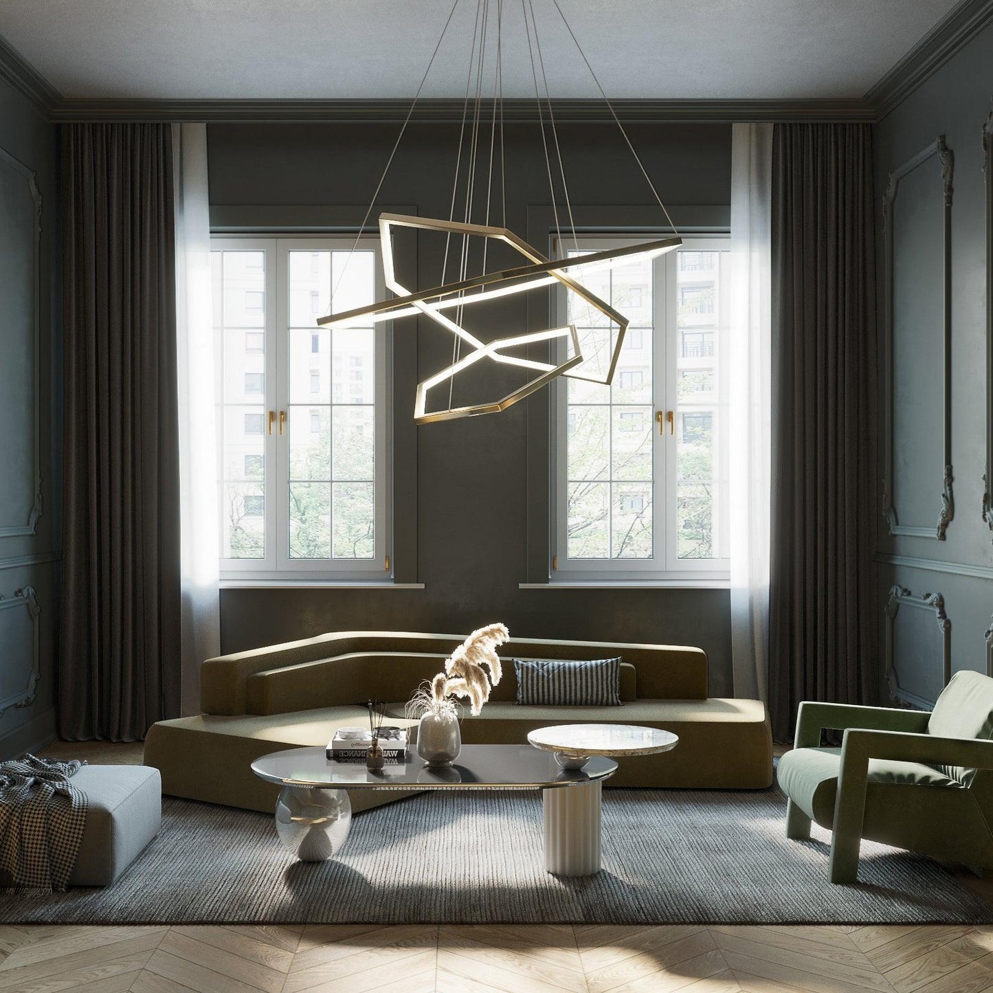 Hexagon Chandelier - Modern Geodesic LED Pendant | Minimalist Geometric Light
