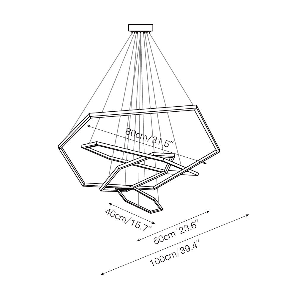 Hexagon Chandelier - Modern Geodesic LED Pendant | Minimalist Geometric Light