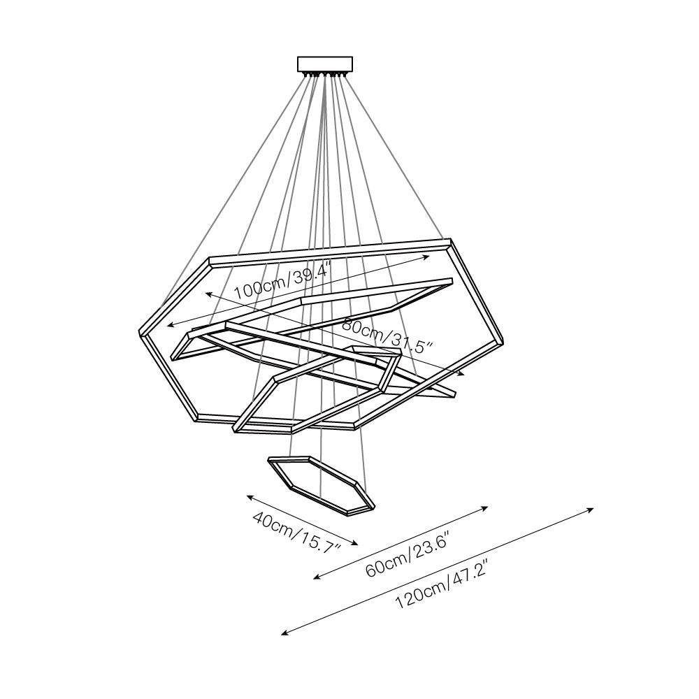 Hexagon Chandelier - Modern Geodesic LED Pendant | Minimalist Geometric Light
