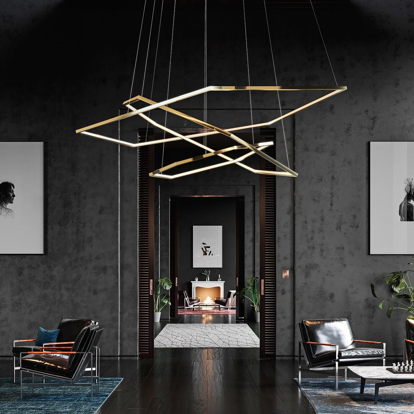 Hexagon Chandelier - Modern Geodesic LED Pendant | Minimalist Geometric Light