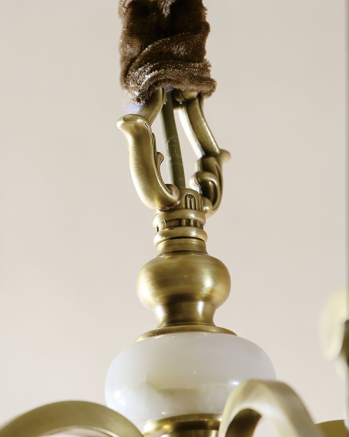 Hillcrest Pendant Light - Antique Brass 5-Light Cage Chandelier with Jade Accents