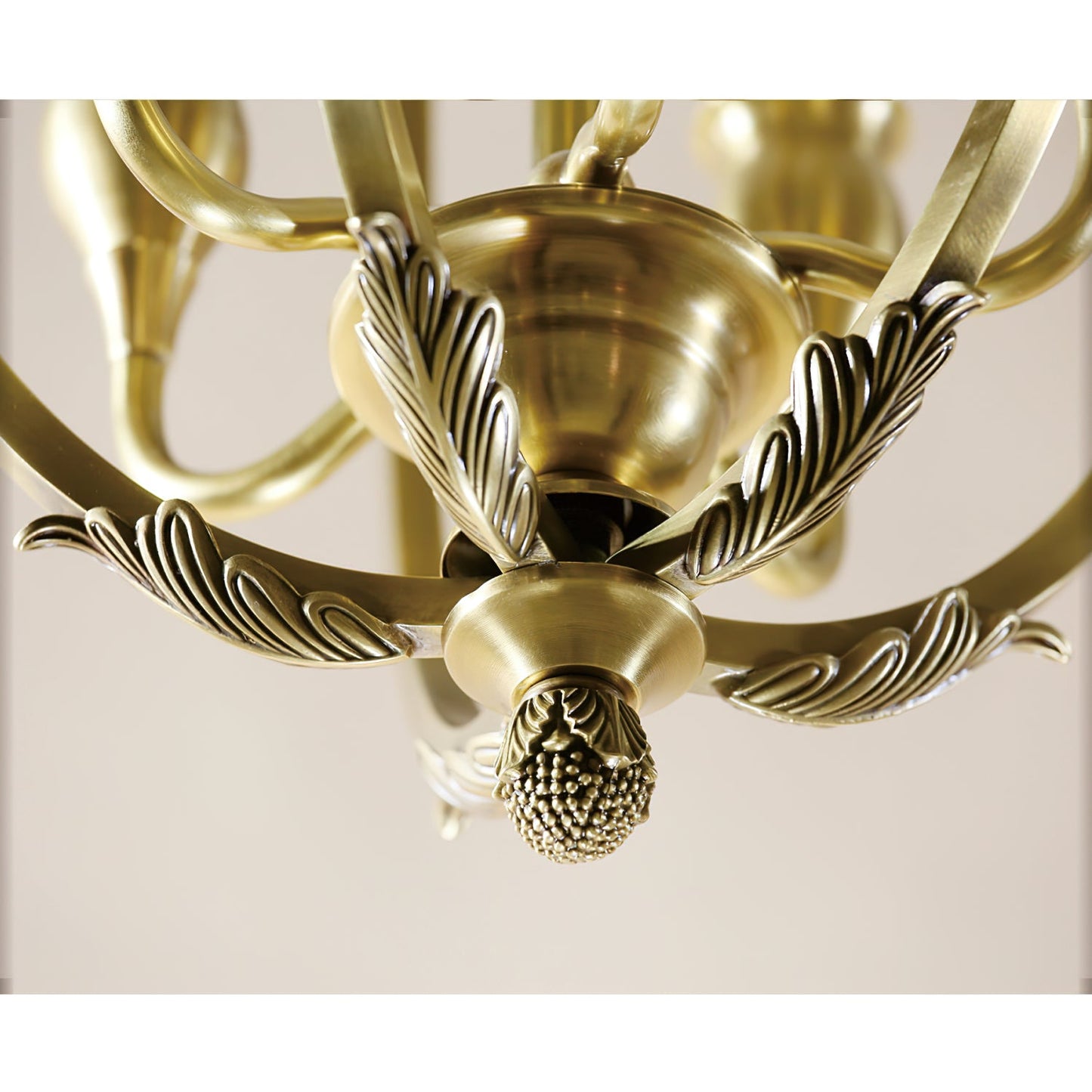 Hillcrest Pendant Light - Antique Brass 5-Light Cage Chandelier with Jade Accents