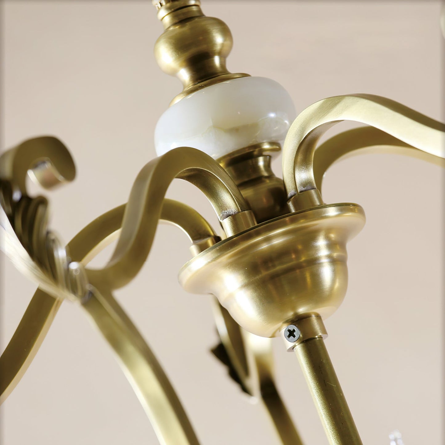 Hillcrest Pendant Light - Antique Brass 5-Light Cage Chandelier with Jade Accents