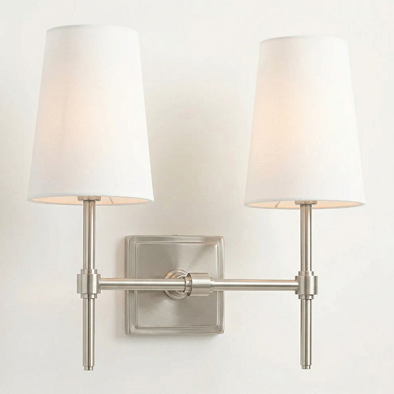 Hillsdale Wall Lamp - Modern Flared Shade Sconce with Square Backplate