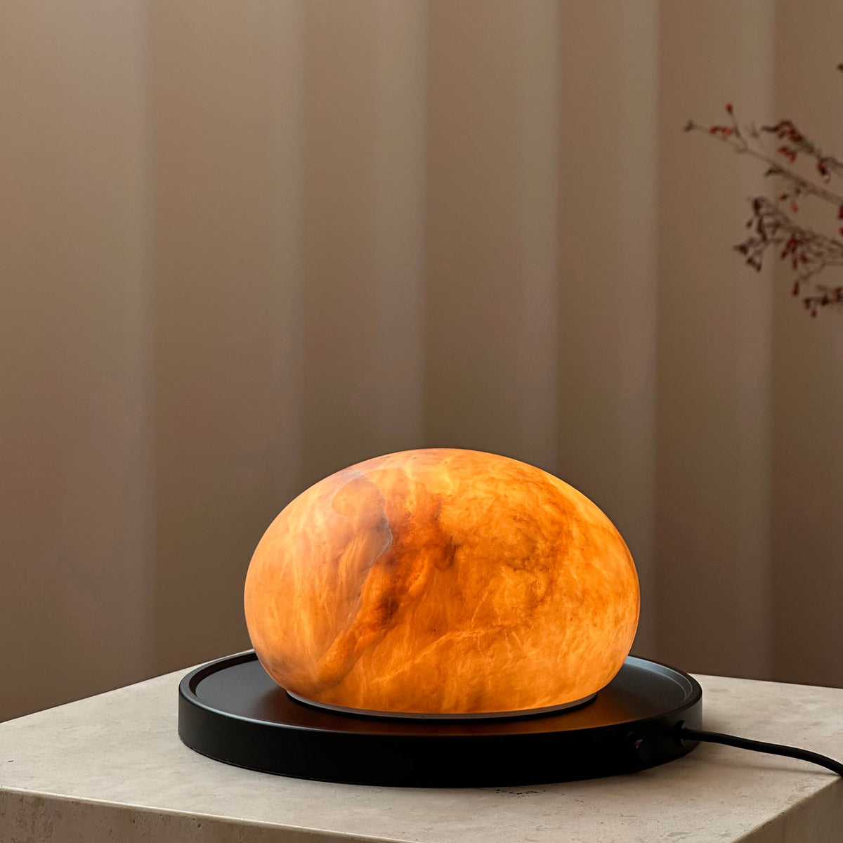 Bolita Alabaster Table Lamp – Low-Profile Spanish Alabaster & Metal Accent Light