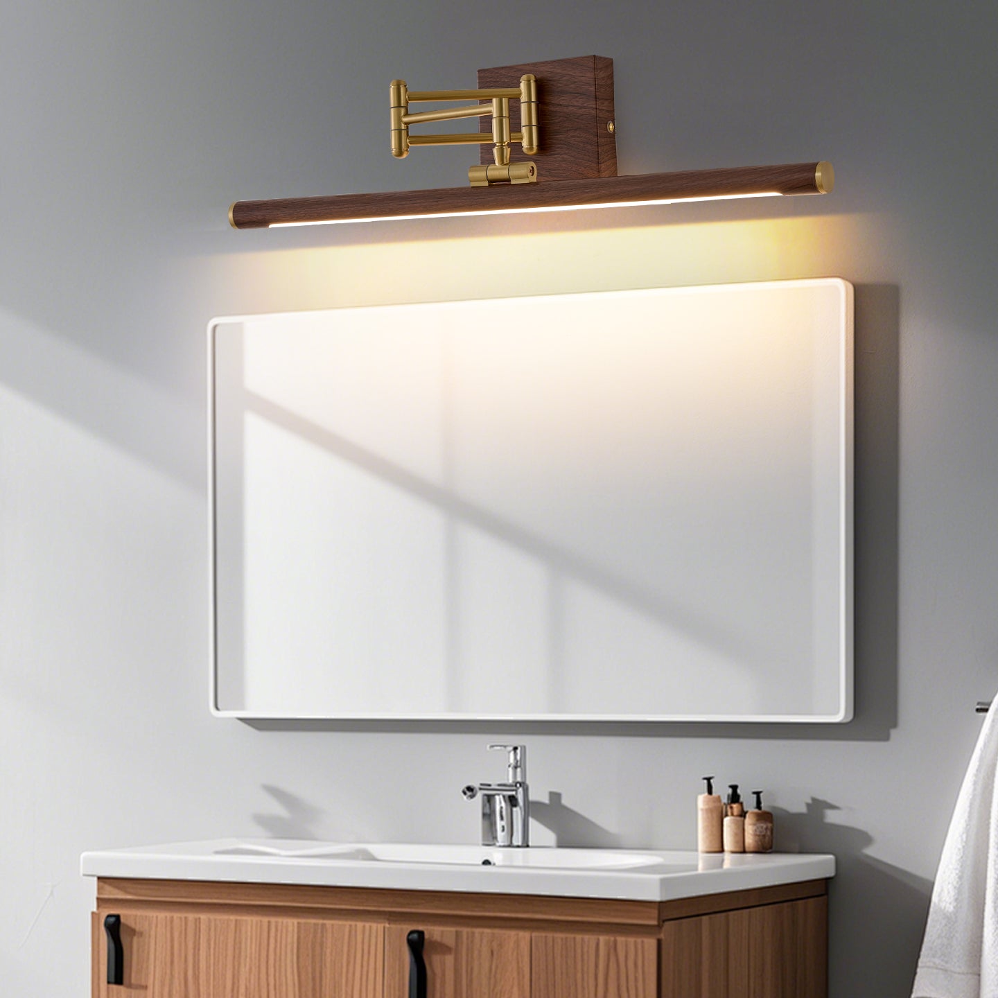 Hinkley Stokes Brass Wall Lamp - Adjustable Integrated LED Bathroom Vanity Light