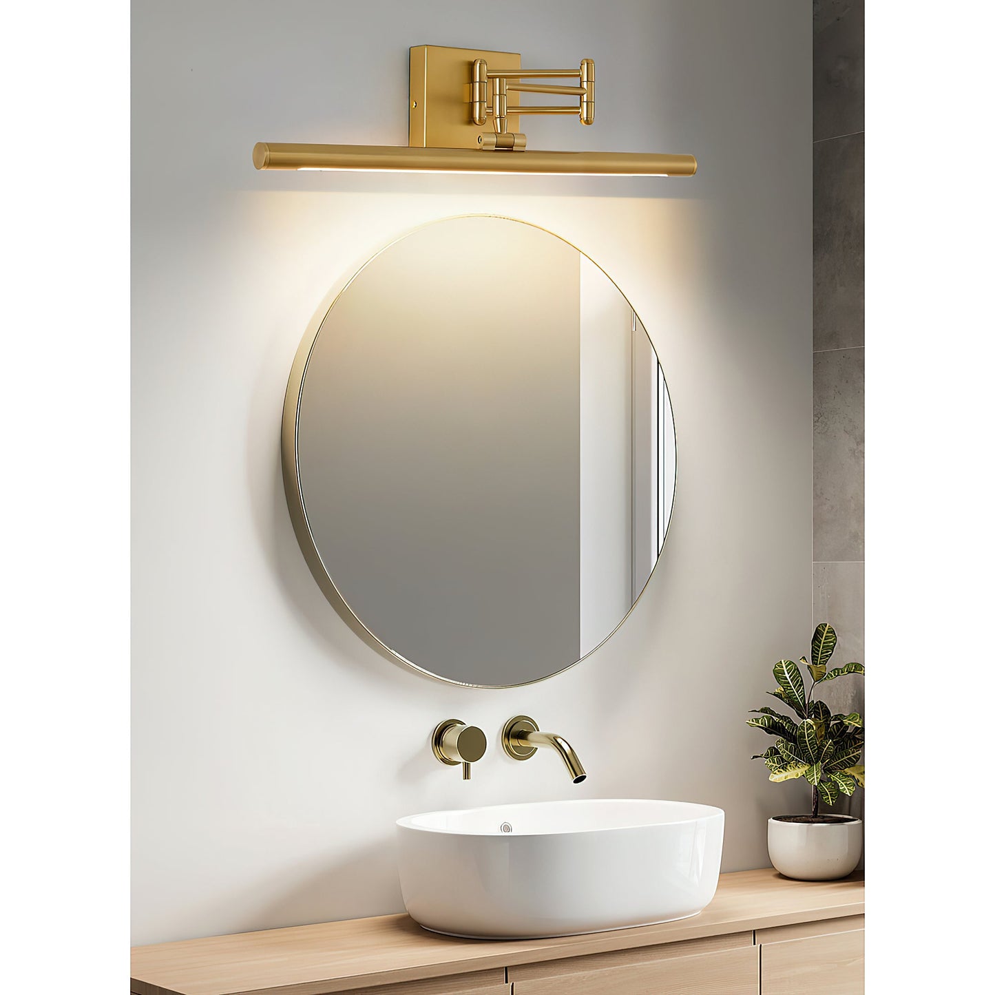 Hinkley Stokes Brass Wall Lamp - Adjustable Integrated LED Bathroom Vanity Light