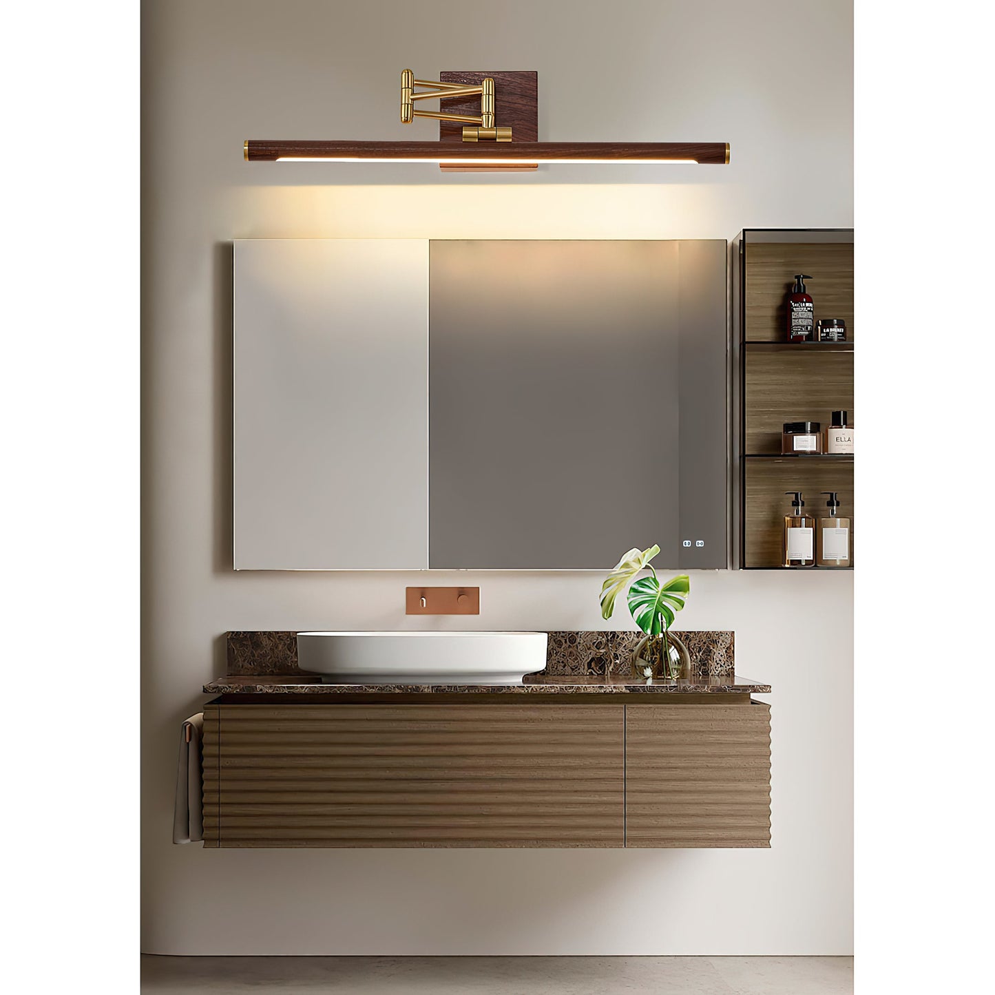 Hinkley Stokes Brass Wall Lamp - Adjustable Integrated LED Bathroom Vanity Light