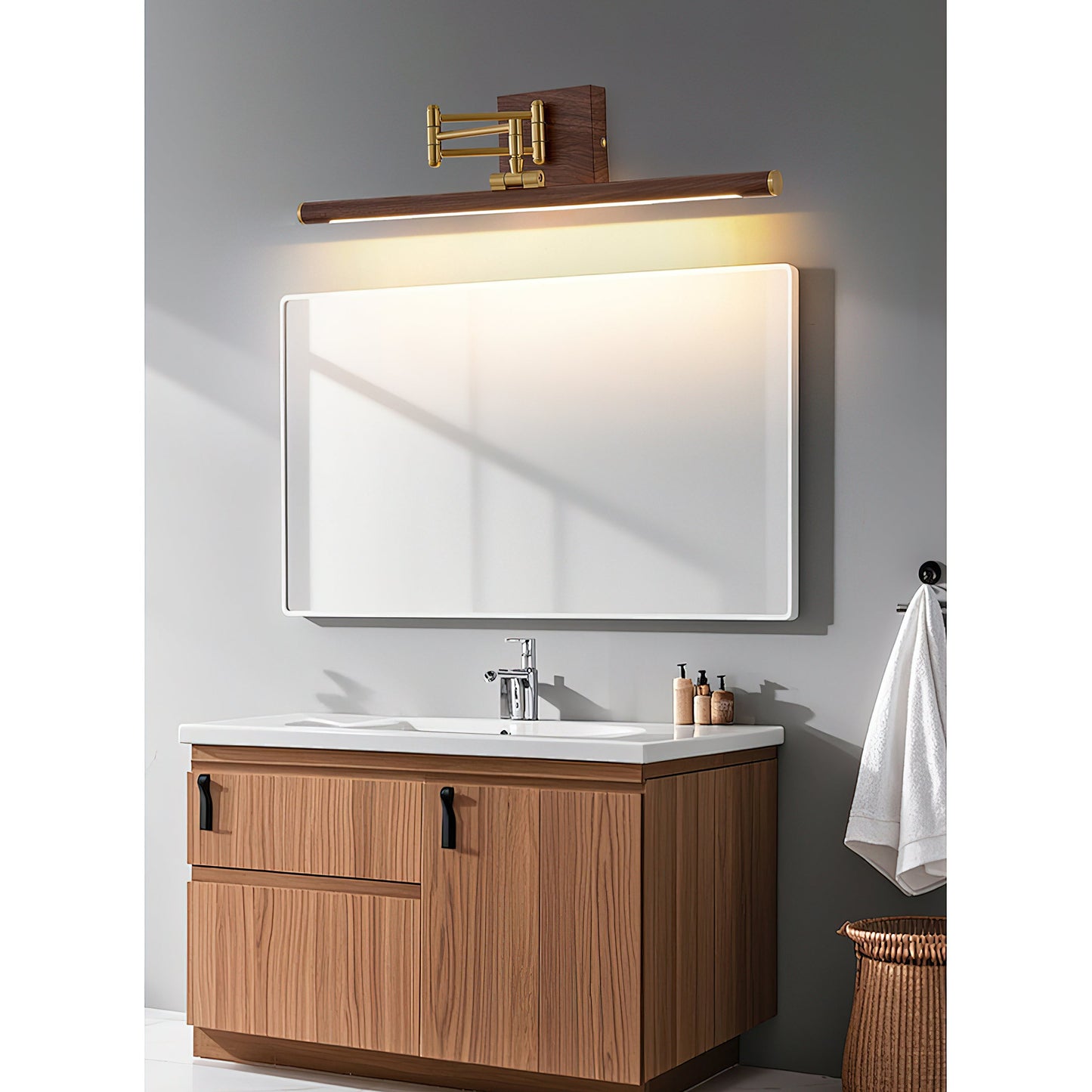 Hinkley Stokes Brass Wall Lamp - Adjustable Integrated LED Bathroom Vanity Light