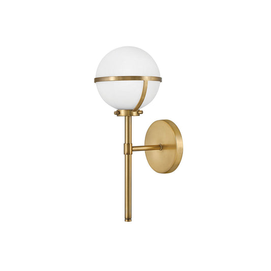 Hollis Wall Sconce - Single Globe Architectural Brass & Glass Wall Sconce