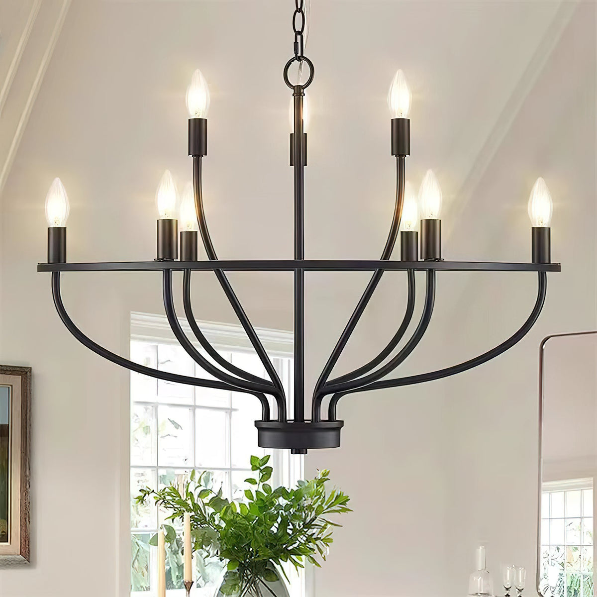 HomePlace Greyson Chandelier - Organic Vine-Arm Candelabra Brass Chandelier