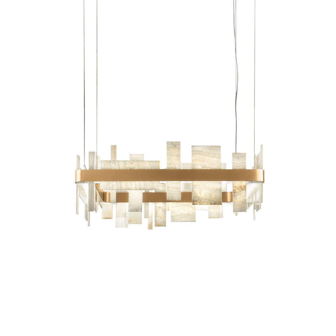 Honice LED Alabaster Chandelier - Translucent Italian Natural Stone & Brushed Copper Pendant